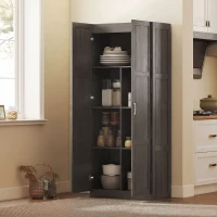 HOMCOM Farmhouse Pantry Cabinet, 71" Tall Kitchen Pantry Storage Cabinet with Soft-Close Hinges, Adjustable Shelves, Espresso(m-9)