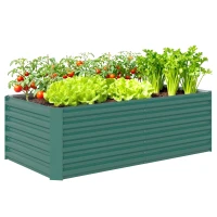 Outsunny 6' x 3' x 2' Raised Garden Bed, Galvanized Planter Box for Growing Flowers, Herbs and Vegetables, Dark Green(m-9)
