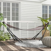 Outsunny Foldable Hammock Stand, Portable 2 in 1 Hammock Chair Stand Only with Carry Bag, Load Capacity 120kg, for Patio, Black(m-7)
