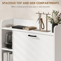 HOMCOM Shoe Cabinet with 2 Flip Drawers, 3 Side Compartments, Adjustable Shelves, 8-12 Pairs for Entryway Hallway, White(m-6)