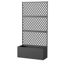 Outsunny Metal Planter Box with Trellis, Raised Garden Bed with Trellis, Diamond Lattice Privacy Planter for Climbing Plants(m-1)