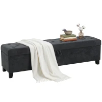 HOMCOM Storage Ottoman Bench, 63" End of Bed Bench for Queen/King Bed, Living Room, Bedroom, Entryway, Dark Grey(m-13)