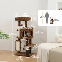 PawHut 41 Inch Cat Tree with Scratching Posts, Cat Bed, Condo, Jumping Platforms, Toy Balls, Leopard Print(m-3)