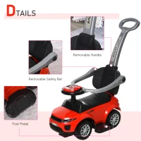 Aosom 3 in 1 Kid Ride on Push Car, Toddlers Sliding Walking Car, with Horn, Under Seat Storage, for 18-36 Months, Red(m-6)