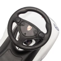 Qaba Toddler Push Car with Horn, Lights, Start-Up Sound, Ride on Car with Steering Wheel, Foot Rest, for 18-36 Months, White(m-12)