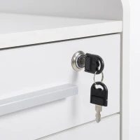 HOMCOM Lockable Filing Cabinet on Wheels, 3 Drawer Mobile File Cabinet with Lock and Edged Top, White(m-8)
