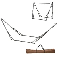 Outsunny Portable Hammock Stand, 2-in-1 Hammock Net Stand and Hanging Space, Patio, Garden, Yard, Black(m-9)
