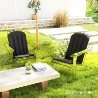 Outsunny Set of 2 Patio Chair Cushions, High Back Adirondack Chair Cushion with Ties, High-Density Foam, Black(m-1)