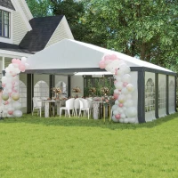 Outsunny 20' x 20' Heavy-duty Large Wedding Tent, Outdoor Carport Garage Party Tent, Patio Gazebo Canopy with Sidewall, Gray(m-9)