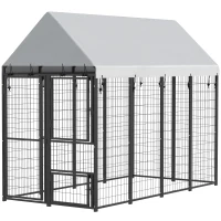 PawHut Large Dog Kennel Outdoor with Roof, 3 Doors, Expandable Heavy Duty Dog Kennel Dog Run for All Breed Sizes, 8' x 4' x 6'(m-1)