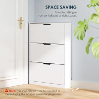 HOMCOM Narrow Shoe Storage Cabinet, Shoe Cabinet with 3 Flip Drawers, 31.5" W x 6.7" D x 42.5" H, White(m-5)