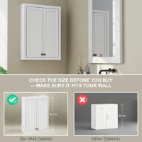 HOMCOM Bathroom Cabinet Wall Mounted, Modern Bathroom Wall Cabinet with 2 Doors and 2 Adjustable Shelves, White(m-4)