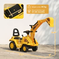 HOMCOM 2 in 1 Ride On Toy Digger Digger Tractor Pulling Cart Pretend Play Construction Truck(m-3)