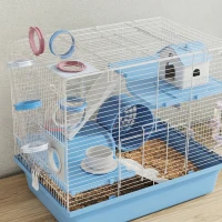 PawHut Hamster Cage, 3-Tier Small Animal Cage with Exercise Wheel, Food Bowl, Water Bottle, House, Tunnels, Ramps(m-9)