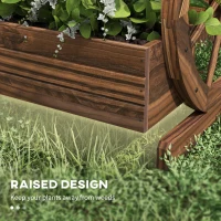 Outsunny Wooden Wagon Planter Box, 3-Tier Raised Garden Bed, for Vegetables Flowers Herbs, 24" x 24" x 22", Carbonized(m-6)