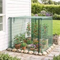 Outsunny Galvanized Steel Crop Cage, Plant Protection Tent with Zippered Door, 4' x 4', Green(m-8)