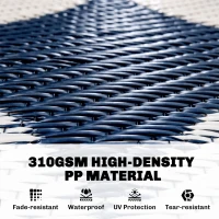 Outsunny 9'x12' Reversible Outdoor RV Rug, Patio Floor Mat, Plastic Straw Rug for Backyard, Deck, Beach, Camping, Dark Blue(m-4)