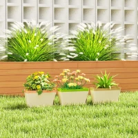 Outsunny 3 Pack Self Watering Flower Pots, 10.5 Inch Planter Box with Water Level Indicator for Vegetables, Succulents Plants(m-8)
