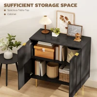 HOMCOM Modern Kitchen Storage Cabinet, Sideboard Buffet Cabinet with Adjustable Shelves and Metal Legs for Kitchen, Black(m-6)