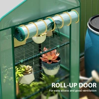 Outsunny Mini Greenhouse with Screen Roof, 4 Tier Portable Small Greenhouse with High Strength PE Cover, Green(m-7)