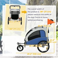 Aosom 2 in 1 Dog Bike Trailer, Foldable Pet Stroller, Dog Bicycle Trailer w/ Suspension, Universal Bicycle Coupler, Light Grey(m-3)