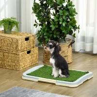 PawHut Puppy Training Pad, Indoor Portable Puppy Pad, with Artificial Grass, Grid, Panel, Tray, 24.8" x 19.1"(m-8)