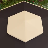 Outsunny 13' x 13' Pop Up Gazebo Hexagonal Canopy Shelter with 6 Zippered Mesh Netting for Patio, Backyard, Garden, Wedding, Party, Beige(m-8)