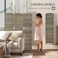 HOMCOM Folding Room Divider Screen 3 Panel 6' Tall Privacy Screen Freestanding Wood Partition for Home Office, Dark Rustic Oak(m-4)