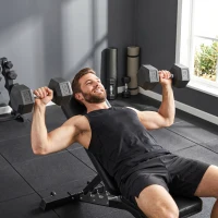 Soozier 2 x 35 lbs Rubber Hex Dumbbell Set for Body Fitness Strength Training Home Office Gym, Black(m-7)