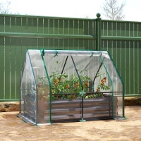 Outsunny 4 x 3ft Raised Garden Bed with Mini Greenhouse, Galvanized Raised Garden Bed with Cover, Clear and Dark Gray(m-10)