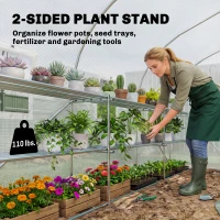 Outsunny 10'x11'x6' Walk-in Tunnel Greenhouse with Shelves, Mesh Door and Windows, Plant Hot House with PE Cover, White(m-4)