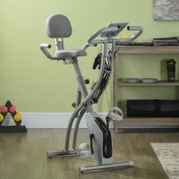 Soozier 3 in 1 Folding Exercise Bike, Foldable Stationary Bike with 8-Level Magnetic Resistance, Adjustable Seat, Grey(m-8)