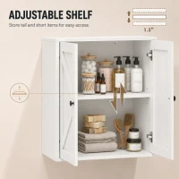 HOMCOM Bathroom Wall Cabinet, Farmhouse Bathroom Cabinet Wall Mount with 2 Shelves, White Wood Grain(m-5)
