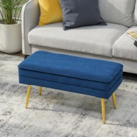 HOMCOM 31" Storage Ottoman, Velvet End of Bed Bench with Steel Legs, Foot Stool with Storage for Bedroom, Living Room(m-8)