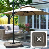 Outsunny 2-Piece Cantilever Umbrella Base Weight Set, 231 lb Water or Sand Fillable Outdoor Offset Umbrella Weights, Brown(m-9)