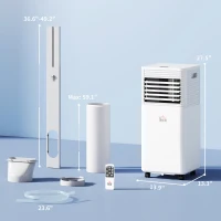 HOMCOM 8000 BTU Mobile Air Conditioner for Cooling and Dehumidifying, Remote Control, 24H Timer, LED Display, White(m-3)