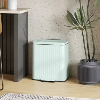 HOMCOM Trash Can with Lid, 2 x 5.3Gal Double Step-On Kitchen Trash Can with Rubbish Bags, Removable Buckets, Light Green(m-10)