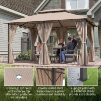 Outsunny 10' x 13' Patio Gazebo, Outdoor Gazebo Canopy Shelter with Curtains, Vented Roof, Steel Frame for Garden, Lawn, Backyard and Deck, Khaki(m-6)
