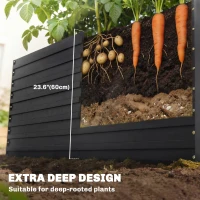 Outsunny Galvanized Raised Garden Bed, Outdoor Planter Box for Vegetables, Flowers, Herbs, 5' x 3' x 2', Black(m-4)