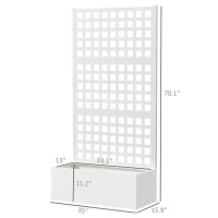 Outsunny Galvanized Raised Garden Bed Planter Box with Trellis for Climbing Plants, Vegetable, Vines, 35" x 16" x 70", White(m-3)