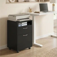 HOMCOM Mobile Storage Cabinet Organizer with Drawer and Cabinet, Printer Stand with Castors, Black(m-10)