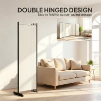 HOMCOM 6 Panel Room Divider, 6 Ft Folding Privacy Screen, Portable Freestanding Partition Wall Divider, Beige(m-4)