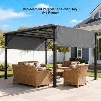 Outsunny 2 Pcs Pergola Replacement Canopy, UV Protection Pergola Shade Cover, Easy to Install, for 10 x 10ft Pergola, Dark Gray(m-2)