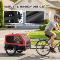 PawHut Dog Bike Trailer for Small & Medium Dogs, Universal Bicycle Coupler, Flip-Down Ramp Tailgate, Red(m-9)