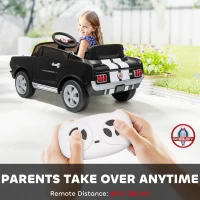 Qaba Licensed Ford Shelby GT 350 Kids Ride On Car with Remote Control, Adjustable Speed, MP3, Smooth Start, LED Lights, Black(m-5)