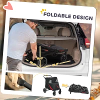 PawHut One-Click Foldable Dog Stroller for M, L Dogs, Pet Stroller, Black(m-6)