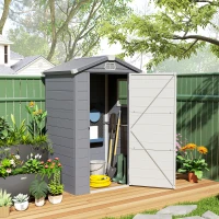Outsunny 4.4' x 3.3' Plastic Garden Storage Shed with Latch Door, Vents, Sloped Roof, Grey(m-8)