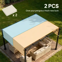 Outsunny 2 Pcs UV Protection Pergola Replacement Canopy, Pergola Shade Cover, Easy to Install, for 10' x 10' Pergola, Cream White(m-4)
