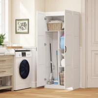 HOMCOM Farmhouse Pantry Cabinet, 71" Tall Kitchen Pantry Storage Cabinet with Soft-Close Hinges, Adjustable Shelves, White(m-8)
