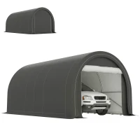 Outsunny 10' x 16' Carport, Heavy Duty Portable Garage Storage Tent with Large Zippered Door, Anti-UV PE Canopy Cover for Car, Truck, Boat, Motorcycle, Bike, Garden Tools, Outdoor Work, Gray(m-11)